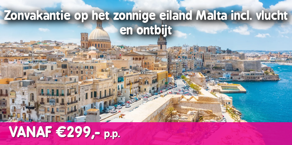 Zonvakantie op het zonnige eiland Malta incl. vlucht en ontbijt